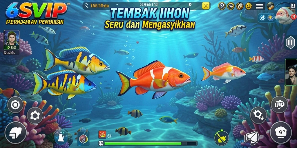 Tampilan gameplay 6SVIP dengan aksi Tembak Ikan yang seru.