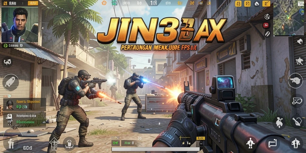 Tangkapan layar menampilkan aksi intens dalam permainan FPS JIN33.