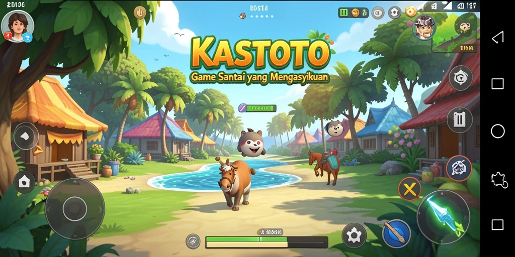 Tampilan menarik dari gameplay KASTOTO yang penuh warna.