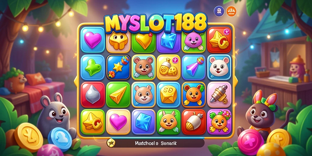 Tangkapan layar gameplay menampilkan aksi seru mencocokkan item di MYSLOT188.